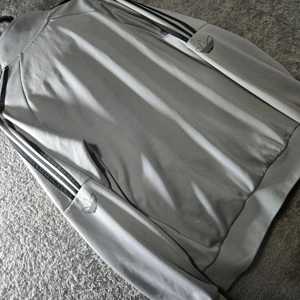Adidas Originals Mens XL Grey Trefoil Track Jacket Full Zip 3-Stripe Activewear
